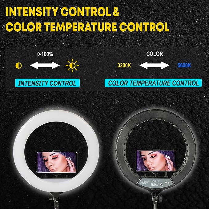 Amazon.com : NEEWER Professional Ring Light with Stand and Phone Holder, 18  inch Ultra Thin, 45W 2900K-7000K TLCI98, Remote Shutter & App Control,  Softer Lighting for Makeup Live Stream TikTok, RP18B Pro